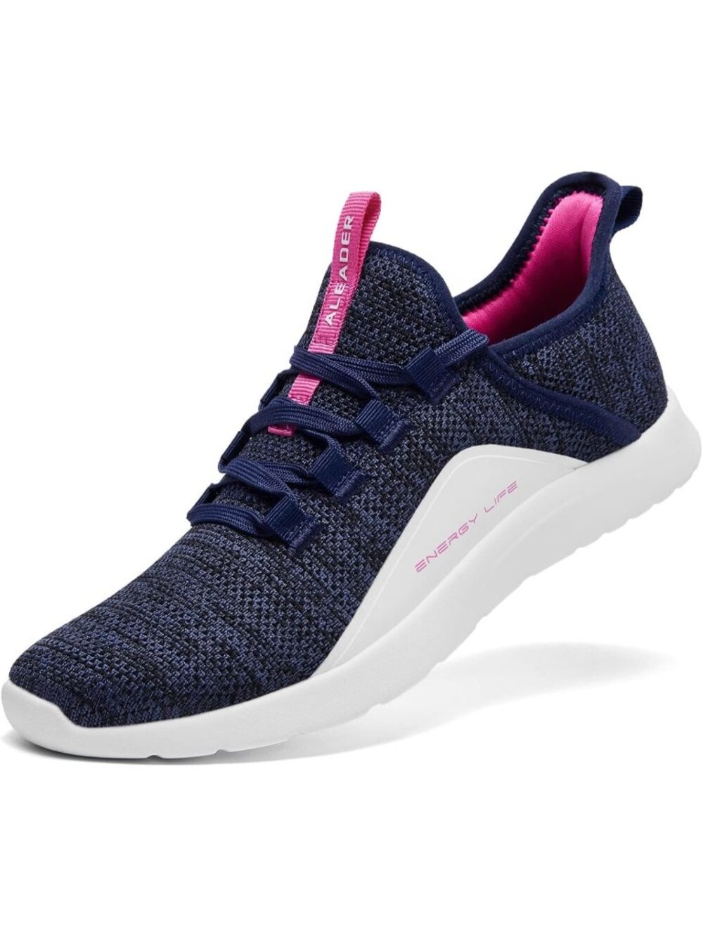 Women Navy Blue Comfortable Round Toe Lightweight Athletic Slip On Sneaker Shoes